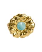 Verstellbarer Ring Ononis Amazonit aus Gold