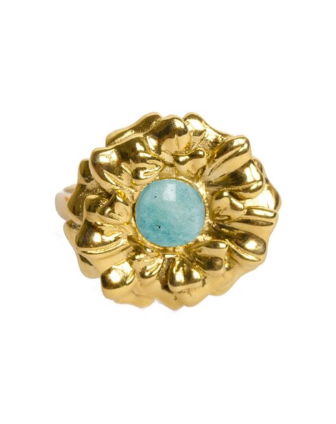 Verstellbarer Ring Ononis Amazonit aus Gold