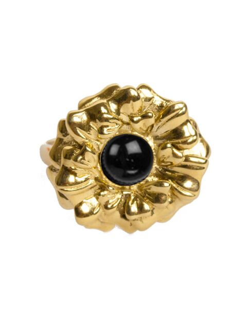 Ononis Verstellbarer Ring aus Onyx-Gold