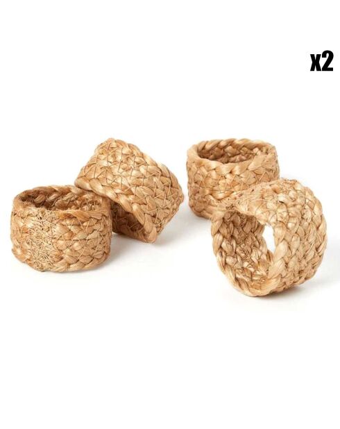 8 Ronds de serviette jute beiges - 4x3x4 cm