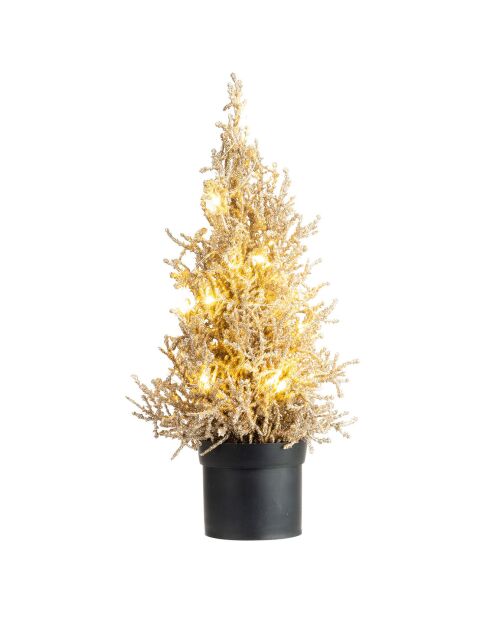 Arbre de Noël 15 LED glitter champagne - 13x13x33 cm