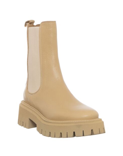 Boots en Cuir Olcy beiges