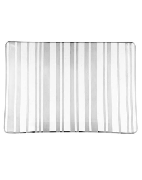 Assiette à dessert Barcode transparent/blanc - 22x16 cm
