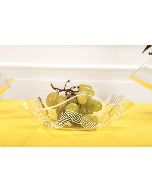 Greek Flory Basket Klein transparant/wit - 17,5x17,5x5 cm