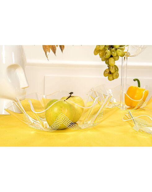 Corbeille Greek Flory Medium transparent/blanc - 31.5x31.5x8.5 cm