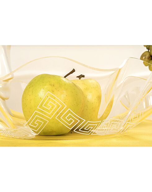 Greek Flory Medium mand transparant/wit - 31,5x31,5x8,5 cm