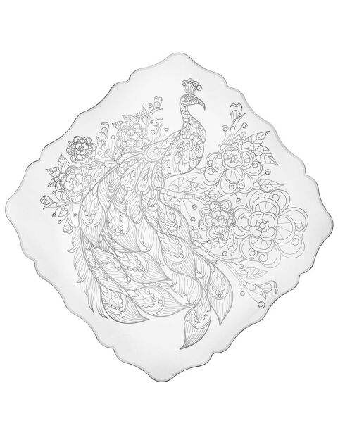 Assiette carré Tasty Peacock Petite transparent/blanc - 27x27 cm