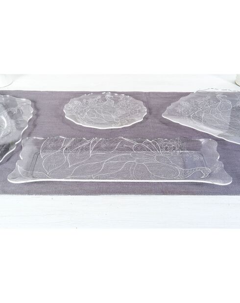 Plateau rectangulaire Tasty Peacock transparent/blanc - 43x18 cm
