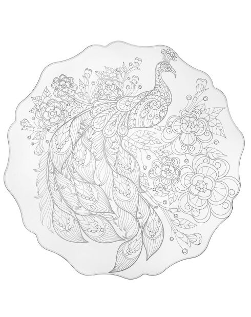 Assiette ronde Tasty Peacock Grande transparent/blanc - 32.5x34.5 cm