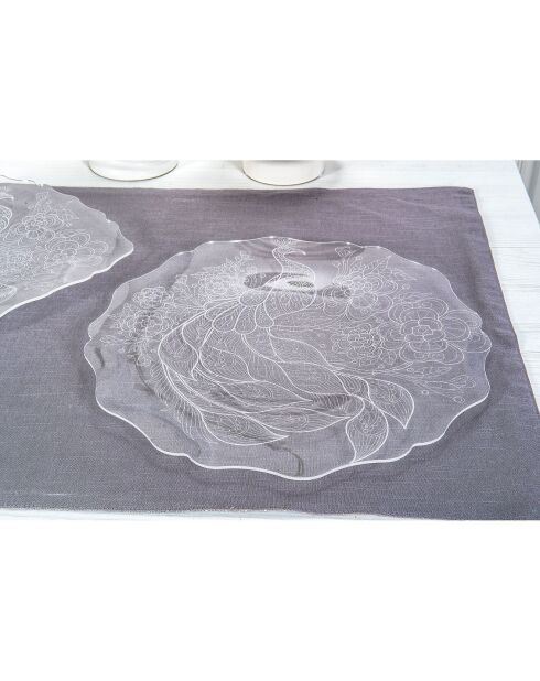 Tasty Peacock Piatto rotondo grande trasparente/bianco - 32,5x34,5 cm