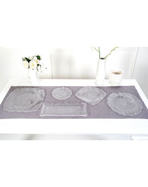 Assiette ronde Tasty Peacock Grande transparent/blanc - 32.5x34.5 cm
