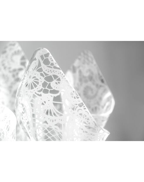 Jarrón de encaje Drappeggi pequeño transparente/blanco - 21x17x14 cm