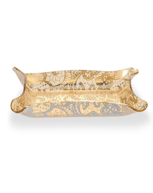 Vide-poche rectangulaire dentelle Drappeggi doré - 20x15 cm