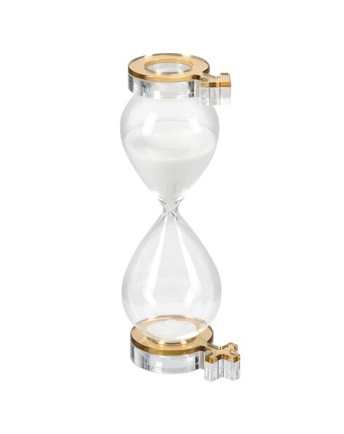 Sablier Kronos doré/transparent/blanc - 7x7x21.5 cm