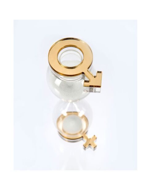 Sablier Kronos doré/transparent/blanc - 7x7x21.5 cm