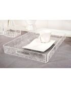 Plateau Carreaux de ciment Petit transparent/blanc - 33x23x4 cm
