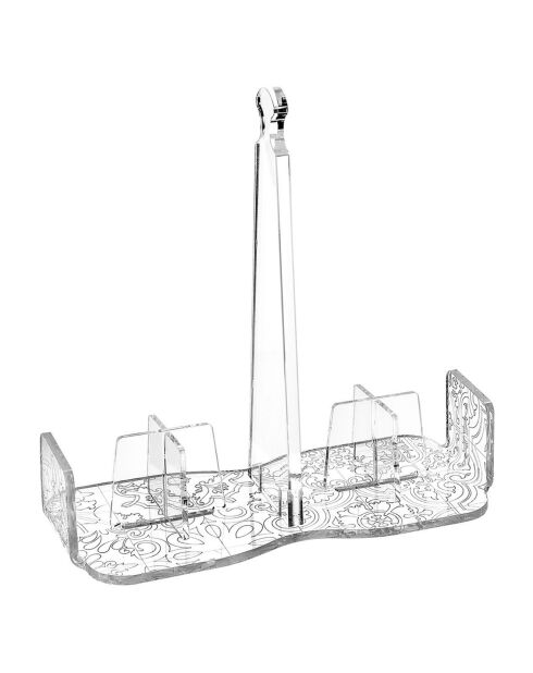 Porte-verre Carreaux de ciment transparent/blanc - 21.5x21.5x10 cm