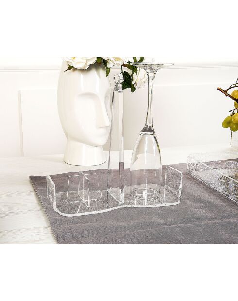 Glashouder transparante/witte cementtegels - 21,5x21,5x10 cm