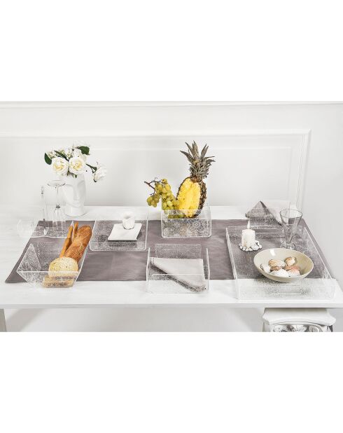 Porte-verre Carreaux de ciment transparent/blanc - 21.5x21.5x10 cm