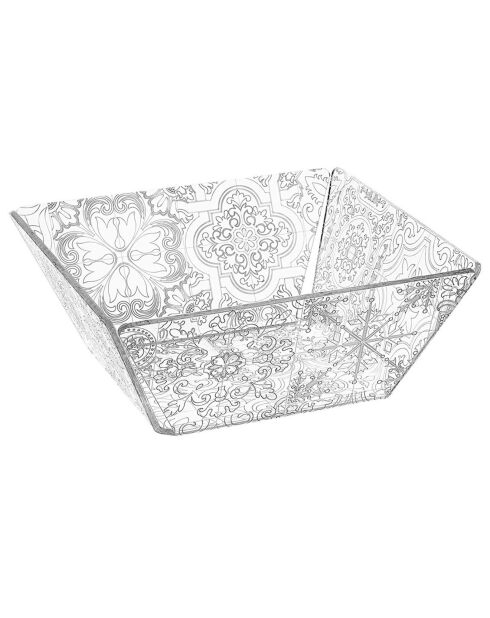 Corbeille à pain Carreaux de ciment transparent/blanc - 22x22x8.6 cm