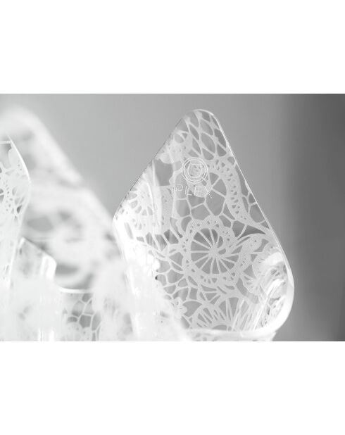 Vase dentelle Drappeggi Slim transparent/blanc - 22x22x21 cm