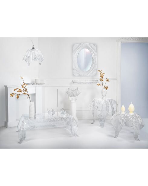 Vase dentelle Drappeggi Slim transparent/blanc - 22x22x21 cm