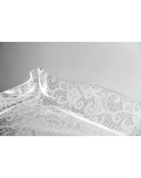 Drappeggi groot dienblad van transparant/wit kant - 55x32x5 cm