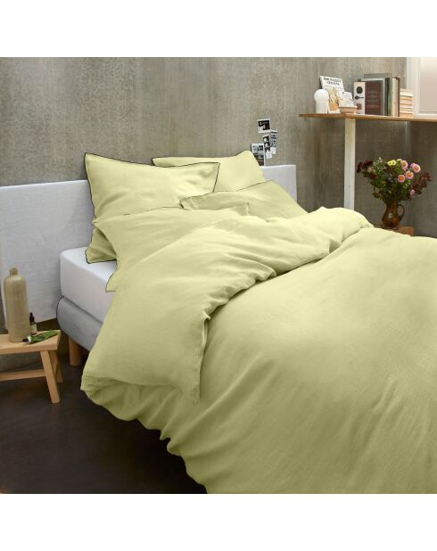 Parure housse de couette 100% Lin lavé Beurre jaune