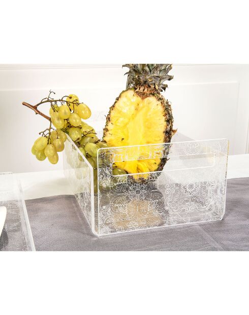 Fruitmand transparante/witte cementtegels - 21x29x13 cm