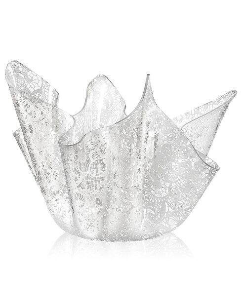 Drappeggi kanten vaas transparant/wit - 45x45x29 cm