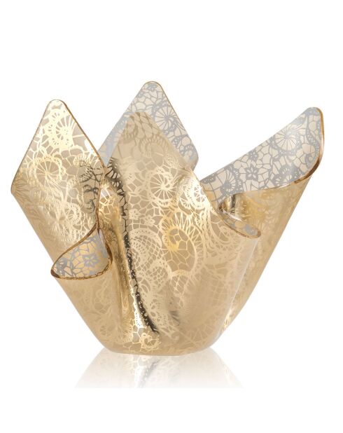 Vase dentelle Drappeggi Slim doré - 22x22x21 cm