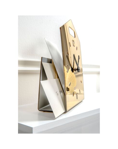 Horloge à poser Home Time dorée - 23x9x28 cm