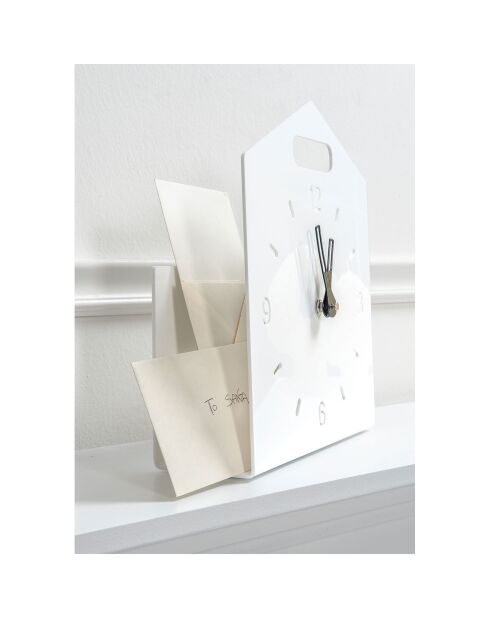 Horloge à poser Home Time blanche - 23x9x28 cm