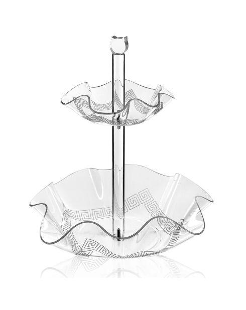 Greek Flory presentatiemand met 2 niveaus transparant/wit - 31,5x31,5x34 cm
