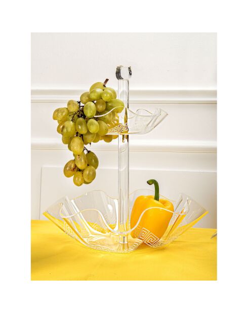 Corbeille de présentation 2 étages Greek Flory transparent/blanc - 31.5x31.5x34 cm