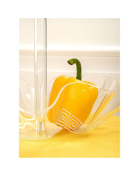 Greek Flory presentatiemand met 2 niveaus transparant/wit - 31,5x31,5x34 cm