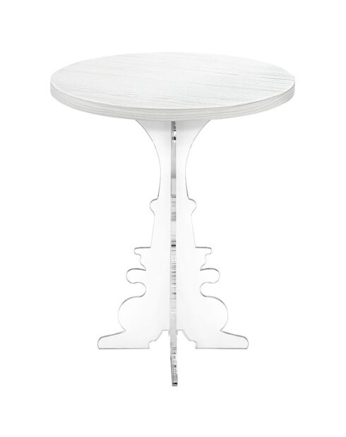 Table d'appoint Maricla Petite transparent/bois blanc - 36x36x42 cm