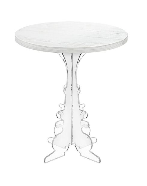 Table d'appoint Maricla Petite transparent/bois blanc - 36x36x42 cm