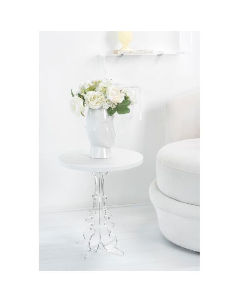 Table d'appoint Maricla Petite transparent/bois blanc - 36x36x42 cm