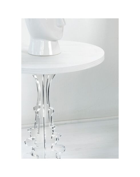 Table d'appoint Maricla Petite transparent/bois blanc - 36x36x42 cm