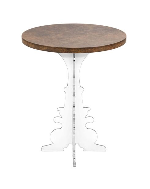 Tavolino Maricla Small trasparente/legno corten - 36x36x42 cm