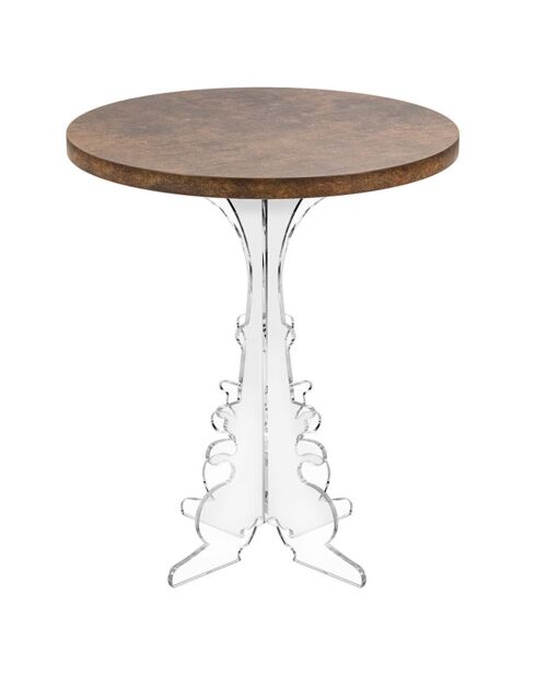 Tavolino Maricla Small trasparente/legno corten - 36x36x42 cm