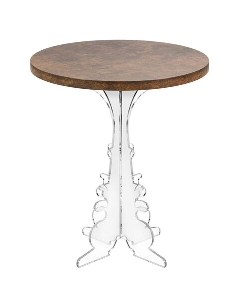 Table d'appoint Maricla Petite transparent/bois corten - 36x36x42 cm