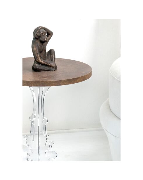 Table d'appoint Maricla Petite transparent/bois corten - 36x36x42 cm