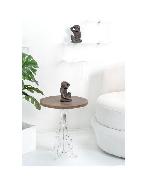 Table d'appoint Maricla Petite transparent/bois corten - 36x36x42 cm