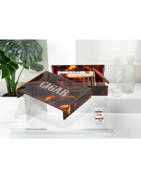 Porte-cigares Humidor écaille de tortue - 27x21x5 cm