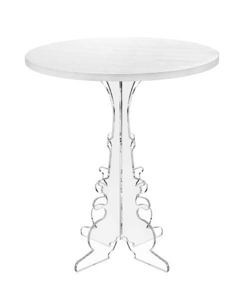 Table d'appoint Maricla Medium transparent/bois blanc - 52x52x60 cm