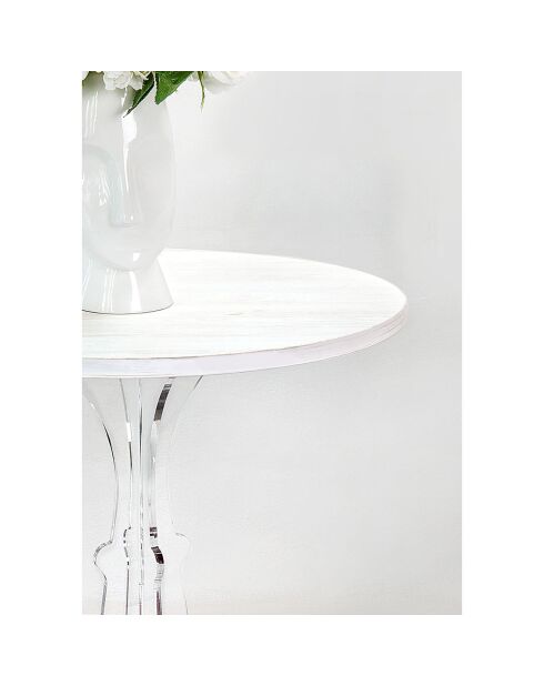 Table d'appoint Maricla Medium transparent/bois blanc - 52x52x60 cm