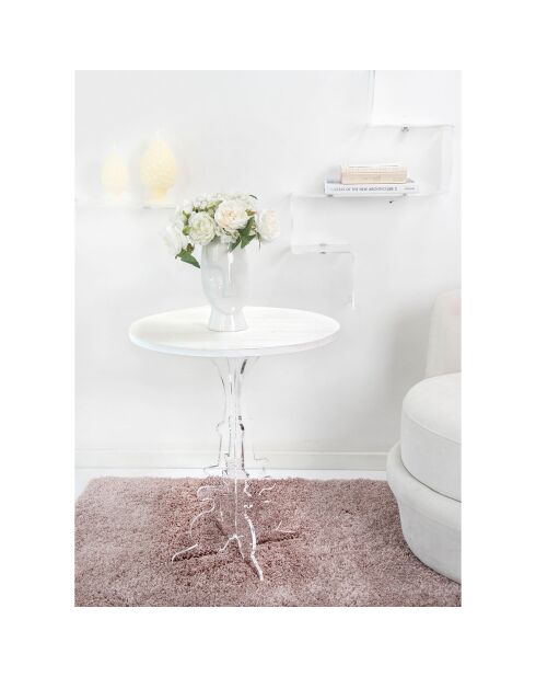 Table d'appoint Maricla Medium transparent/bois blanc - 52x52x60 cm