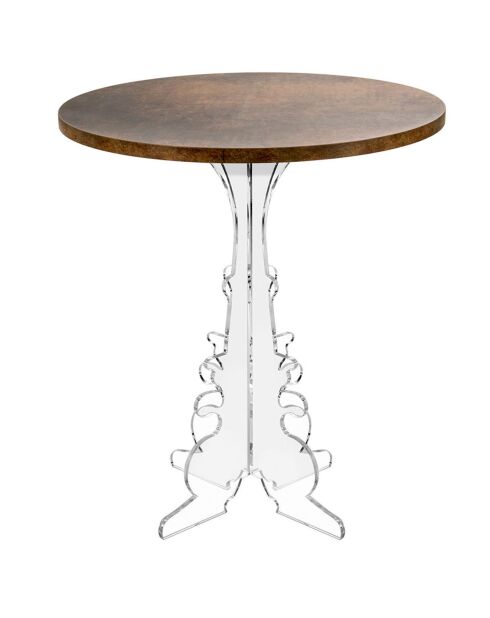 Table d'appoint Maricla Medium transparent/bois corten - 52x52x60 cm